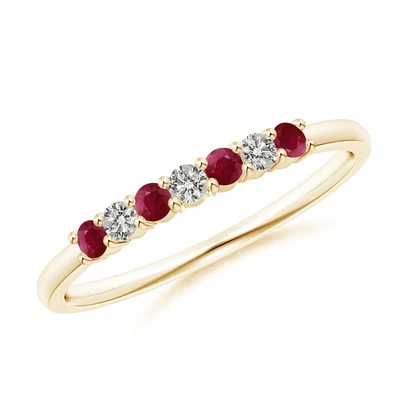 ANGARA Half Eternity Ruby and Diamond Wedding Ring in 14K Gold (A | 0.31 Ct) - Image 1 of 4