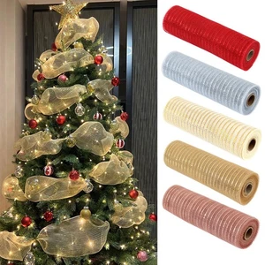 DIY Weihnachten Band Rolle Gestreiftes Netz für Kränze Schleifen und Weihnacht - Bild 1 von 27