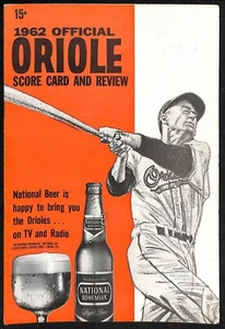 1962 Yankees @ Orioles Program 8/26 Mantle Maris Brooks Robinson HR Ex b16 - Picture 1 of 2