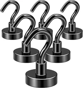 Heavy Duty Magnetic Hooks, 50 LB, 6 Pack for Hanging, Home, Kitchen - Picture 1 of 6