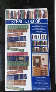 Vintage Plaid Stencil Decorazione Nuovo 1997 Dipinto Libri Scaffale Biblioteca - Foto 1 di 4