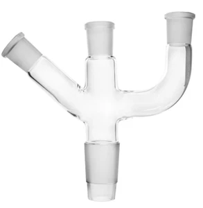 ABGIL Borosilicate Glass Adapter, Three Necks Two Parallel & One at Angle - Picture 1 of 3