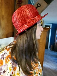 Vintage Mr. Frank red Straw Hat   - Picture 1 of 6