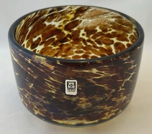 Vintage 70s Mdina Malta Art Glass Bowl Speckled Tortoiseshell Effect Signed - Picture 1 of 9