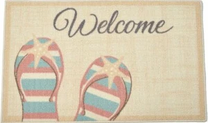 KITCHEN ACCENT RUG (nonskid back)(17" x 28") STARFISH FLIP FLOPS, WELCOME, EE - Picture 1 of 11