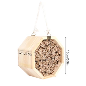 New Insect Bee House Candlenut Wooden Bug Hotel Room Shelter Garden Box Decor JY - Picture 1 of 9