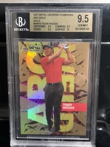 Tiger Woods 2021 metal universe champions ARC WELD GOLD /25 beckett 9.5