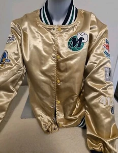 Dirk Nowitzki Gold Jacket 2XL Satin Mitchell & Ness Dallas Mavericks - Picture 1 of 10