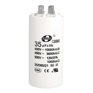 CBB60 Run Capacitor 35uF 450V AC Double Insert 50/60Hz Cylinder 92x44mm White - Picture 1 of 7