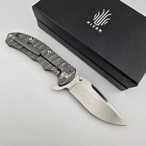 Kizer Cutlery V3 Ki401B1 Folder Milled Titanium Handles S35VN Stonewashed Blade - Picture 1 of 17