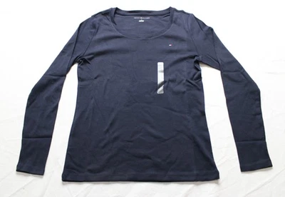 Tommy Hilfiger женщин длинным рукавом Crewneck любимая футболка EH6 темно-синий средний - Изображение 1 из 3
