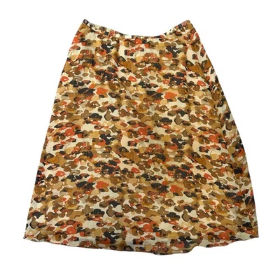 Vintage Y2K Midi Skirt Brown Orange Women's 10 A-Line Fit and Flair Cottage - Image 1 of 4