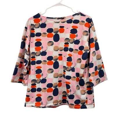 Top Marimekko Talla Grande Pikasso Peukku Punto Abstracto Algodón Artístico Lagenlook Foto 1 de 4