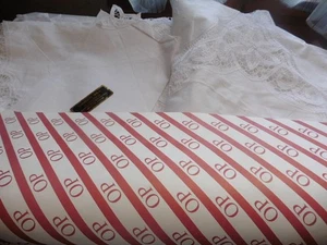 ANCIEN SERVICE DE TABLE 12 COUVERTS NAPPE 180X270 COTON BLANC BRODERIE MAIN - Picture 1 of 8