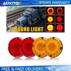 4 PIEZAS Rojo/Ámbar 7 pulgadas Redondo LED Remolque Camión Autobús Luz Trasera Parada Señal de Giro DRL - Imagen 1 de 12