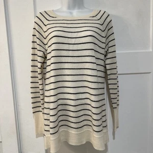 Halogen Cashmere Women's Sweater Striped Back Zipper Top Women's S - Picture 1 of 7