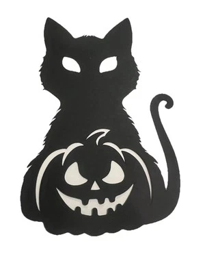 Черный кот с тыквой Хэллоуин бумаги изделие ручной работы с картой запас для царапины - Изображение 1 из 3