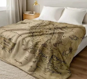 Middle Earth Map Lord of Ring Style Blanket - Picture 1 of 3
