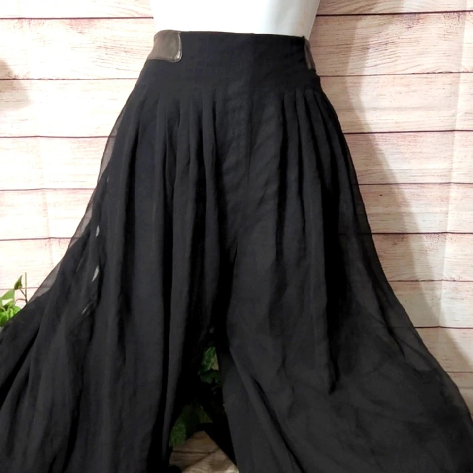Rag and Bone Silk and Lamb Leather Palazzo Pants 12 - Image 1 of 4