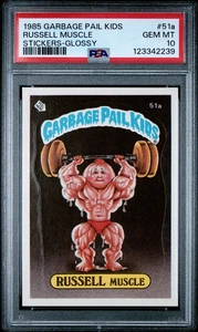 1985 Topps Garbage Pail Kids GPK Stickers Glossy #51a Russell Muscle PSA 10 RARE - Picture 1 of 2