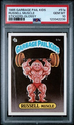 1985 Topps Garbage Pail Kids GPK Stickers Glossy #51a Russell Muscle PSA 10 RARE - Image 1 of 2