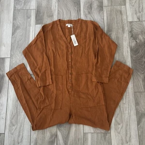 Mono retrógrado Outerknown en naranja rústico para mujer talla XS 100 % lino nuevo con etiquetas - Imagen 1 de 10