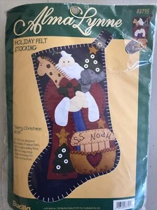 Medias de fieltro Bucilla Alma Lynne artesanía aguja feliz Navidad nuevo de lote antiguo 1997 - Imagen 1 de 2