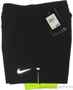 Nike Shorts Boys Athletic Swoosh 2 in 1 Design Undershorts BTS Sports Black Volt - Picture 1 of 4