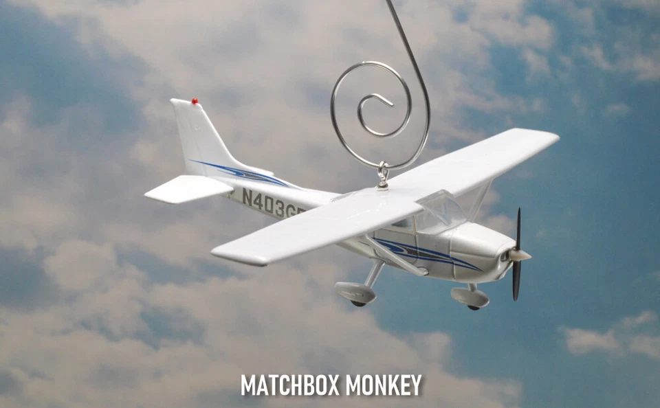 Cessna 172 Christmas Ornament Single Prop Airplane Aircraft Plane Skyhawk Mono - Image 1 of 4