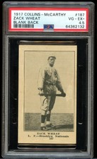 1917 Collins-McCarthy #187 Zack Wheat Blank Back PSA 4.5 -