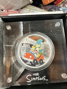 2022 Tuvalu The Simpsons Krustylu Studios 1 Troy Oz Silver Proof w/Box &Coa - Picture 1 of 5