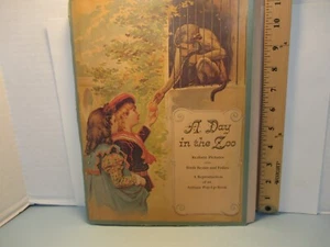 POPUP book DAY AT THE ZOO 1980 reproduction of antique 1890 edition - Imagen 1 de 8