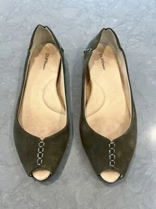 PureDKNY Suede Leather Ballet Flats Size 9.5 Olive Army Green K1720151P GSC612 - Picture 1 of 16