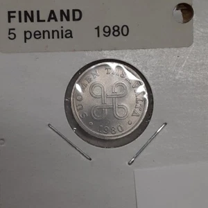1980 Finland 5 Pennia Aluminum Coin - UNC - Picture 1 of 2