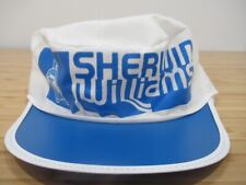 Vintage Sherwin Williams Painters Cap Hat White Blue