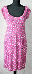 DIANE von FURSTENBERG 100% Silk Jersey Dress 'Cap-Sleeves' US10/S-M Pink & White - Picture 1 of 12
