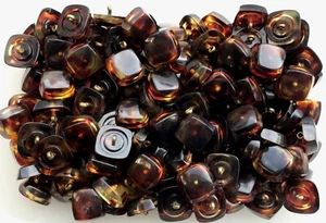25mm Diag 22mm Square Brown Tortoise Shell Effect Shank Button Buttons (Y178) - Picture 1 of 1