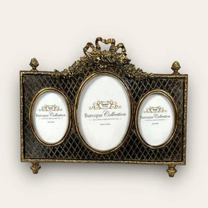 3-er Frame Ornamental Antique Style Baroque Black-Brown Gold Dutch 8 5/16in New - Picture 1 of 6