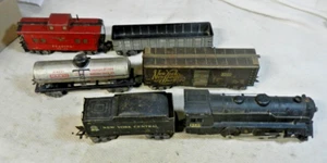 Set Treno Merci Elettrico Marx 0-4-0 Motore a Vapore + 3/16ths Tin Cars Funzionante! - Foto 1 di 9