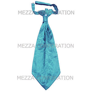 New formal Men's Polyester Ascot Cravat Necktie Paisley Party Turquoise blue
