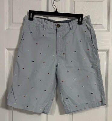 Pantalones cortos Merona para hombre azul claro banderas alrededor del mundo talla 30 con entrepierna de 10 pulgadas Foto 1 de 4