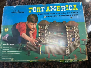 RARE VINTAGE WOOD HALSAM FORT AMERICA FRONTIER DAYS PLAY SET COMPLETE EXCOND - Picture 1 of 6
