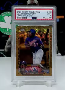 2023 Topps Chrome Gilded Coll. Valdimir Guerrero Wave Gold Etch 51/75 PSA 9 MINT - Picture 1 of 2