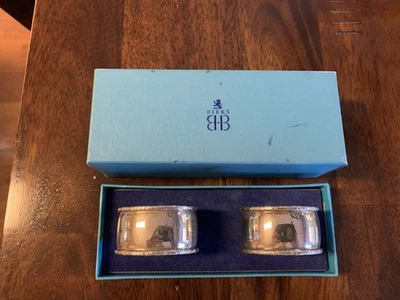 Par de servilleteros de plata de ley con caja de regalo de burka Foto 1 de 3