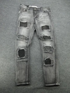 RGSTR Jeans Mens 38 (34x30) Gray Distressed Ripped Moto Biker Knee Panel Stretch - Picture 1 of 15