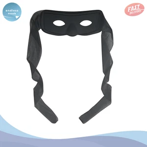 Black Bandit Eye Mask Thief Robber Costume Accessory Halloween Party Prop - Picture 1 of 7