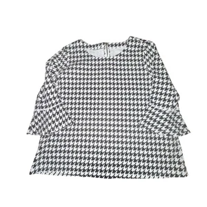 Kim Rogers blusa donna taglia XL nero bianco pied de poule manica a campana 3/4 zip posteriore - Foto 1 di 6