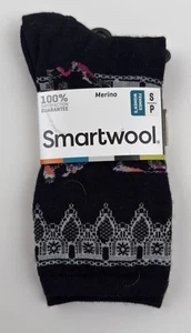 Smartwool Socks Womens Small Black Butterfly Crew Merino Wool Pattern New - Picture 1 of 2