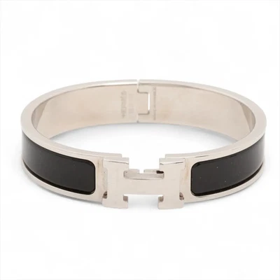 Brazalete ventiladores Hermès click H FI0220 metal negro × plata Foto 1 de 4