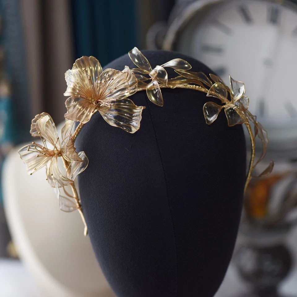 Nuevo Champagn Flor Novias Tiaras Novias Tocados Boda Accesorio para Cabello Foto 1 de 4